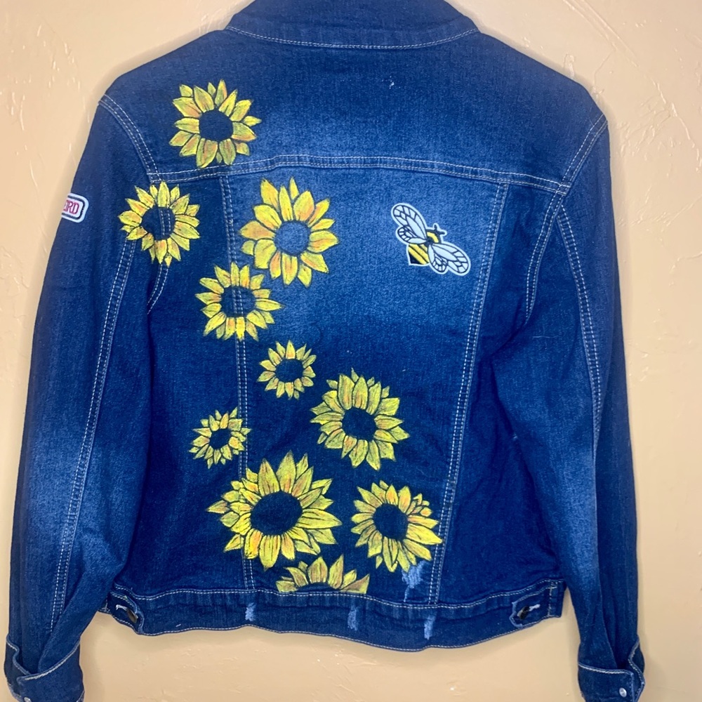 Vintage-style hand painted denim jacket